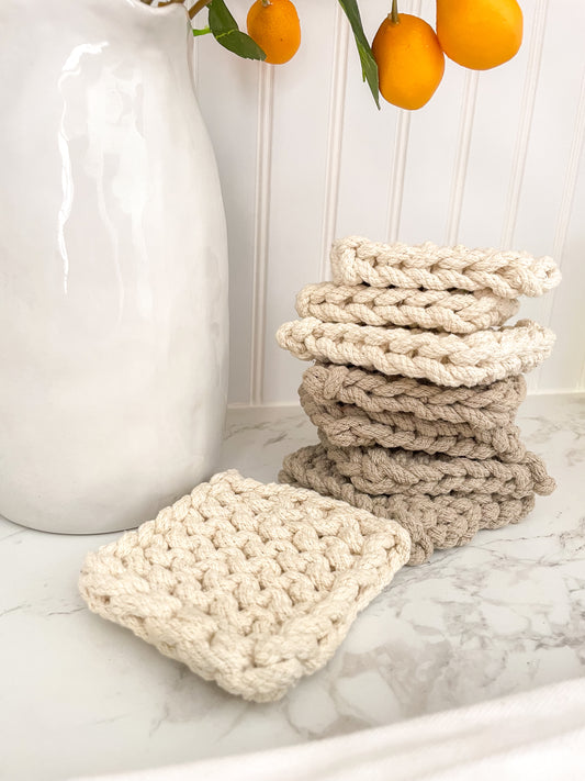 Square Crochet Cotton Coasters