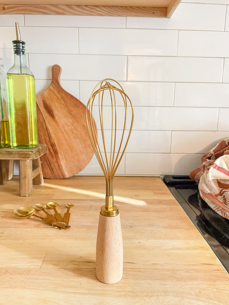 Natural Wood & Gold Whisk