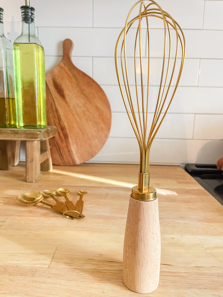 Natural Wood & Gold Whisk