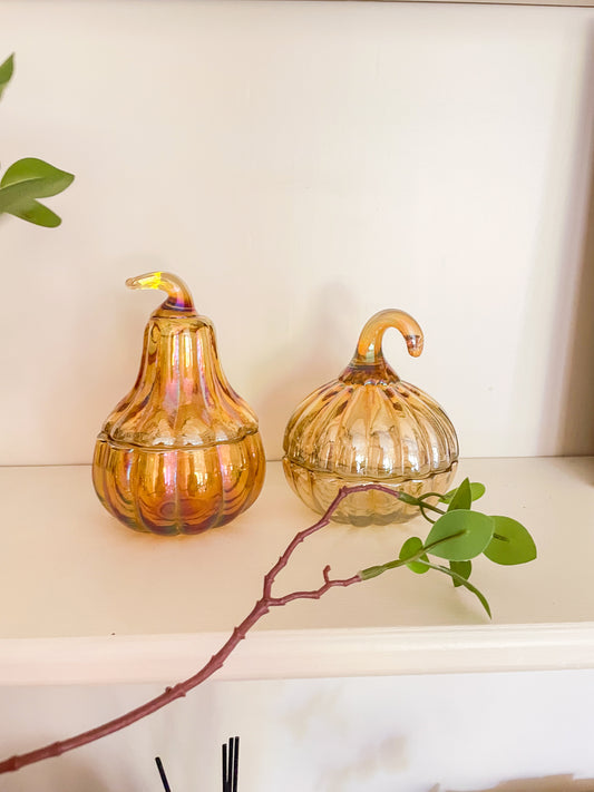 Mini Glass Pumpkin Jar Set