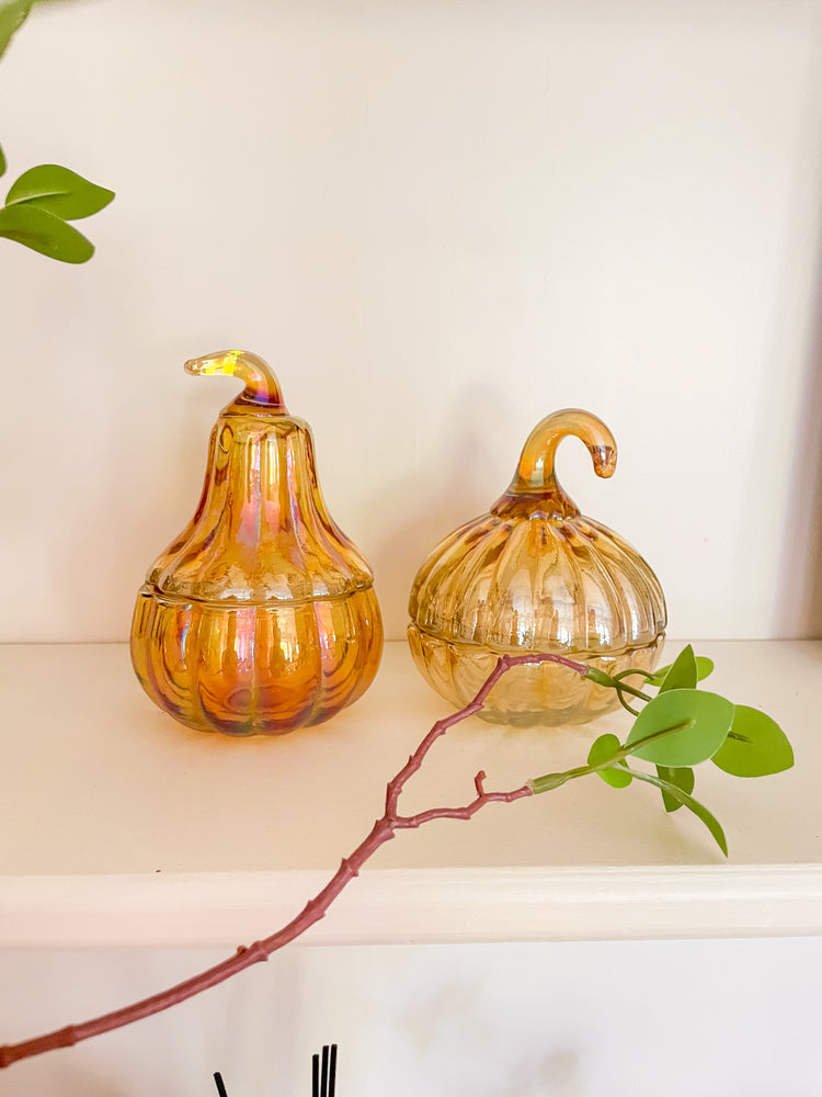 Mini Glass Pumpkin Jar Set