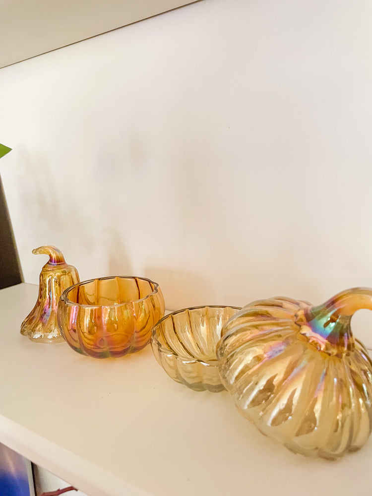 Mini Glass Pumpkin Jar Set