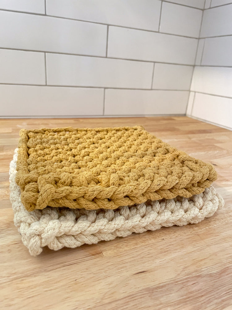 Pale Yellow & Marigold Potholder Set