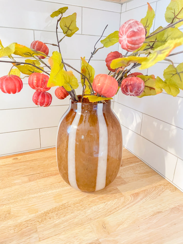 Chocolate & Cream Striped Vase