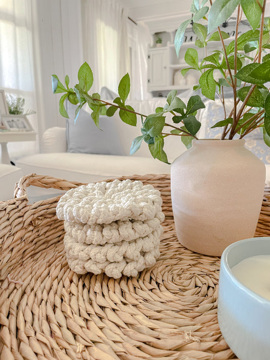 Round Crochet Cotton Coasters